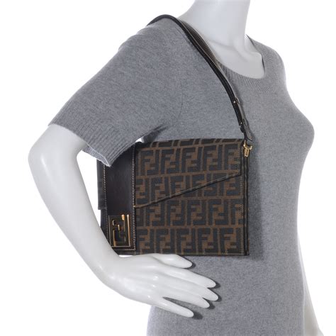 fendi zucca tote tobacco|Fendi vintage zucca shoulder bag.